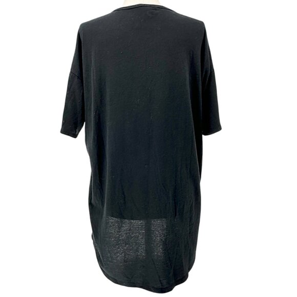 LuLaRoe Irma Tunic Top Womens L Oversized Black Cotton Poly Blend Relaxed Fit SS - Picture 2 of 9